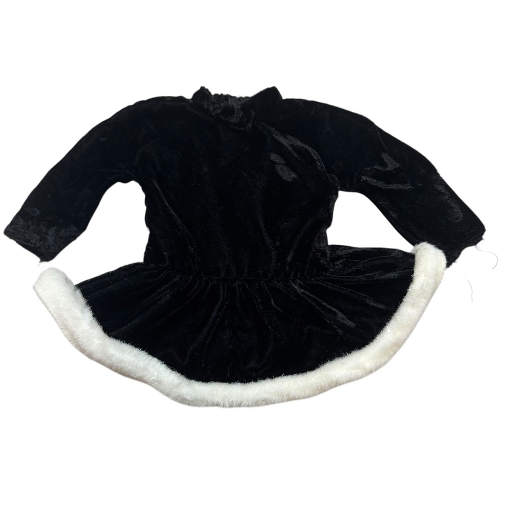 Battat‎ Dolls Black Velour Long Sleeve Dress with White Faux Fur Trim